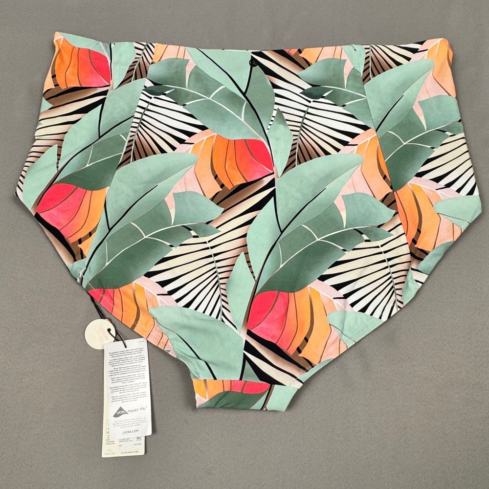 CALIA Womens 2X High Rise Swim Bottoms Desert Flora Agave Leaf Tummy Control NEW - Picture 2 of 6